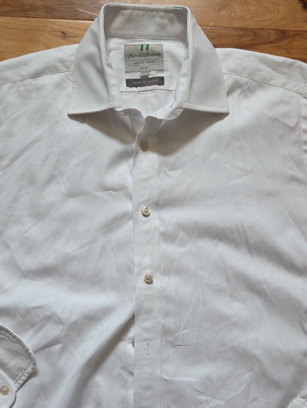 Harvie & Hudson Men's White Dress Shirt 15.5 Necl